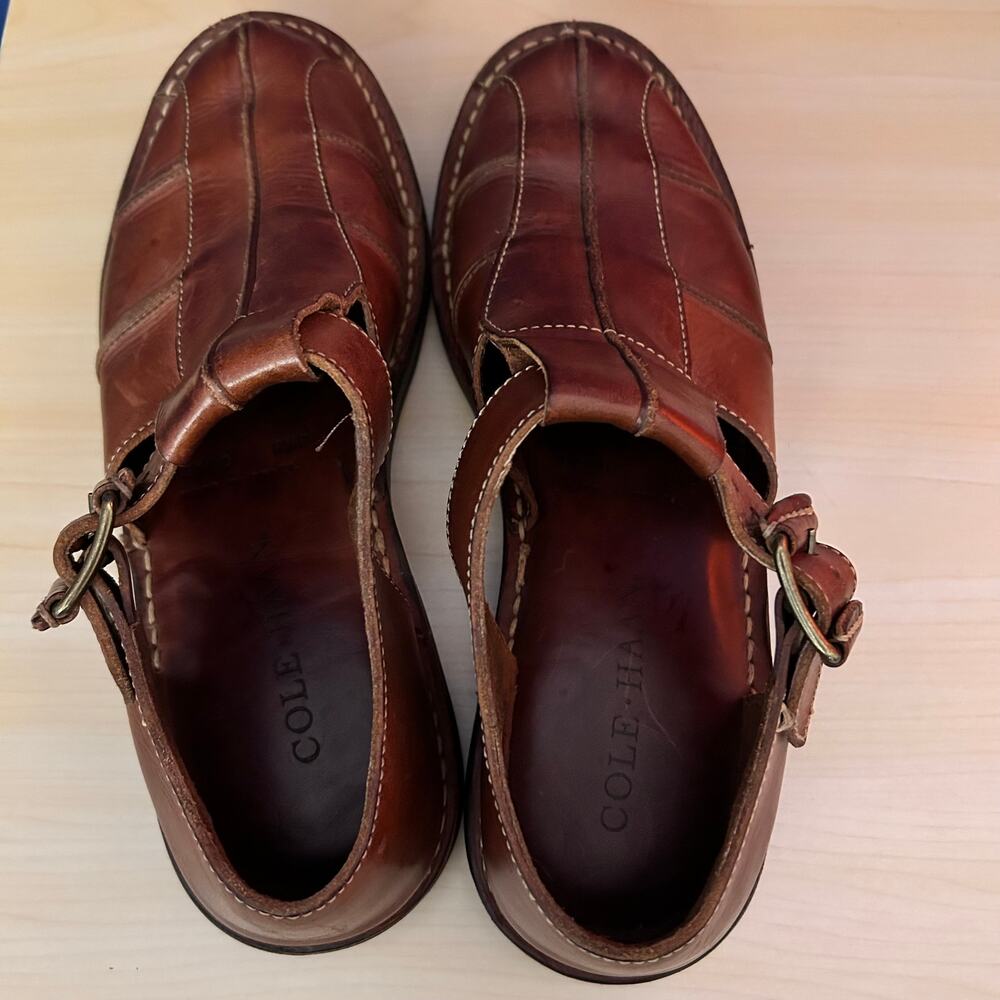 Cole Haan Men's Fisherman Brown Leather Slip-On Buckle Sandal Size 8.5 D 18190 - Picture 9 of 11